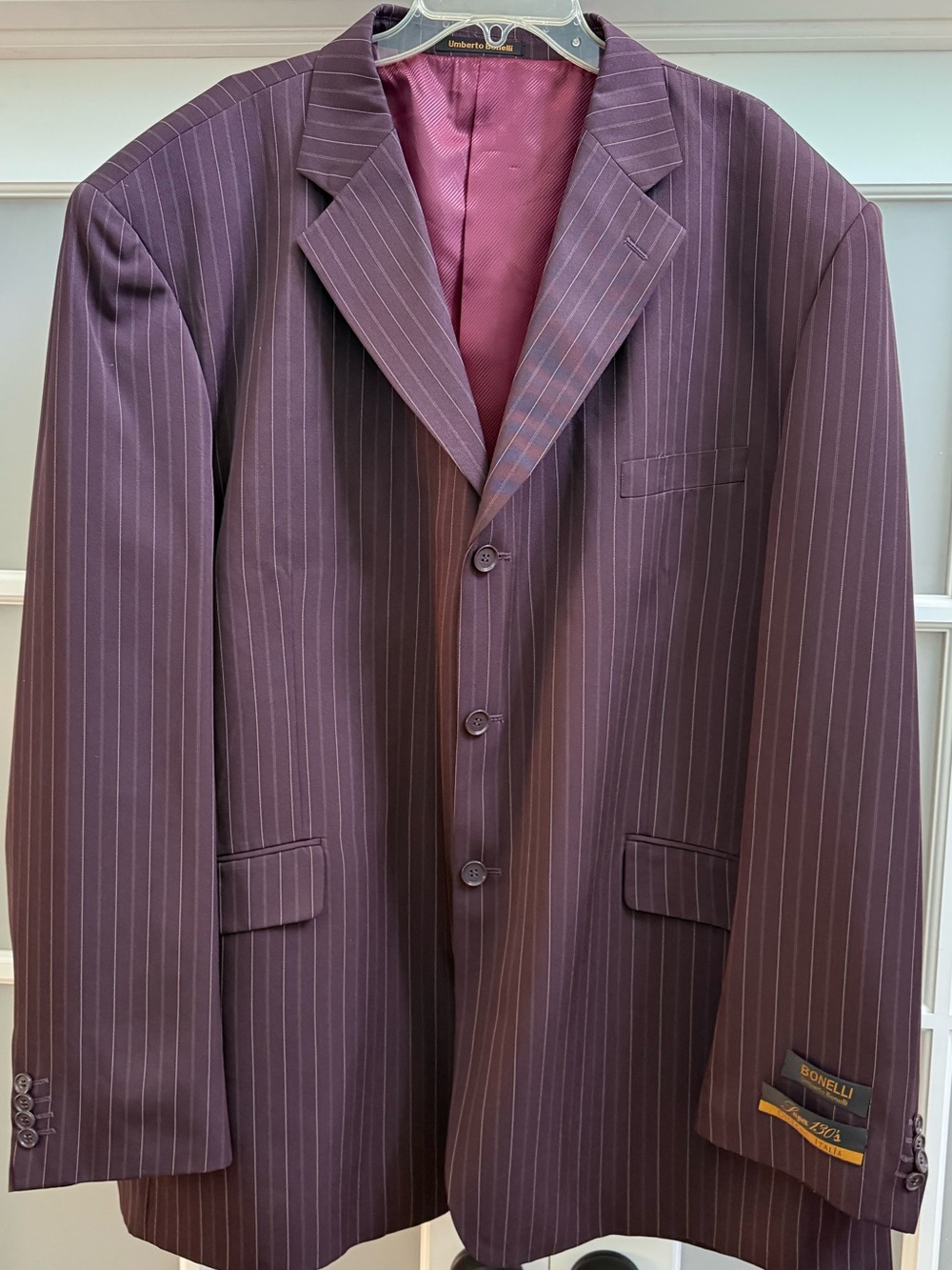 Umberto Bonelli Super 130's Men's Brown Pinstripe Sports Coat Blazer Size 58L - Picture 7 of 15